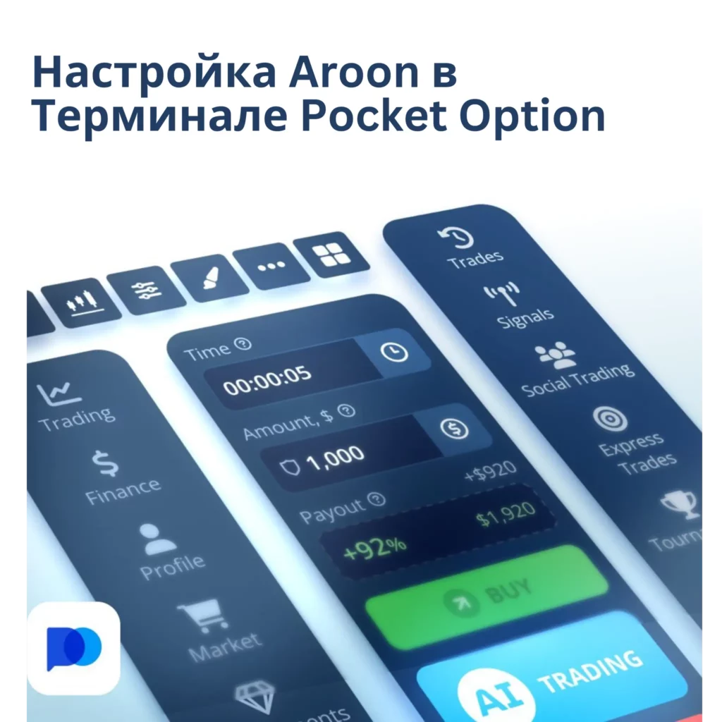 Настройка Aroon в терминале Pocket Option.