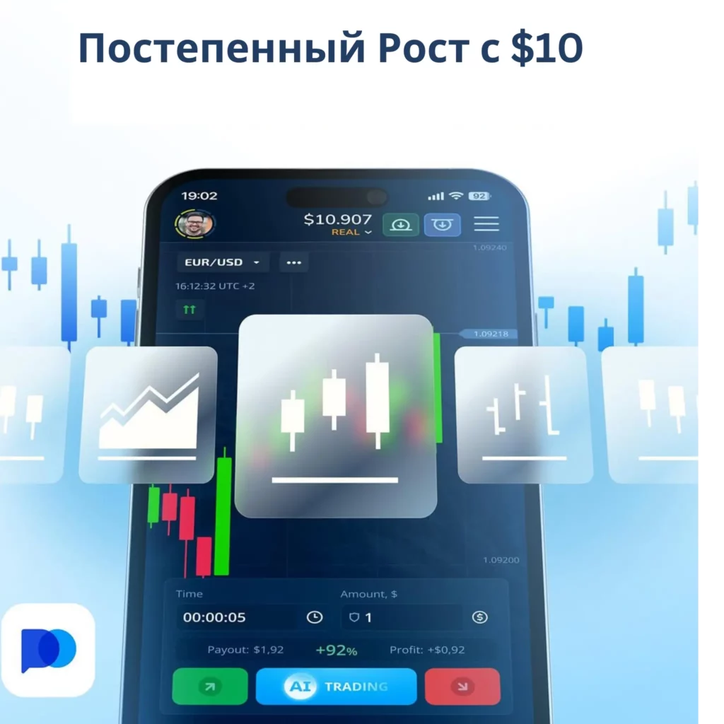 Постепенный рост с $10 на Pocket Option.